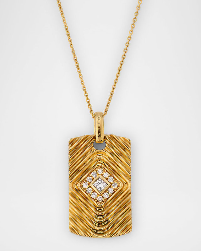 18K Veni Diamond Pave Tag Necklace